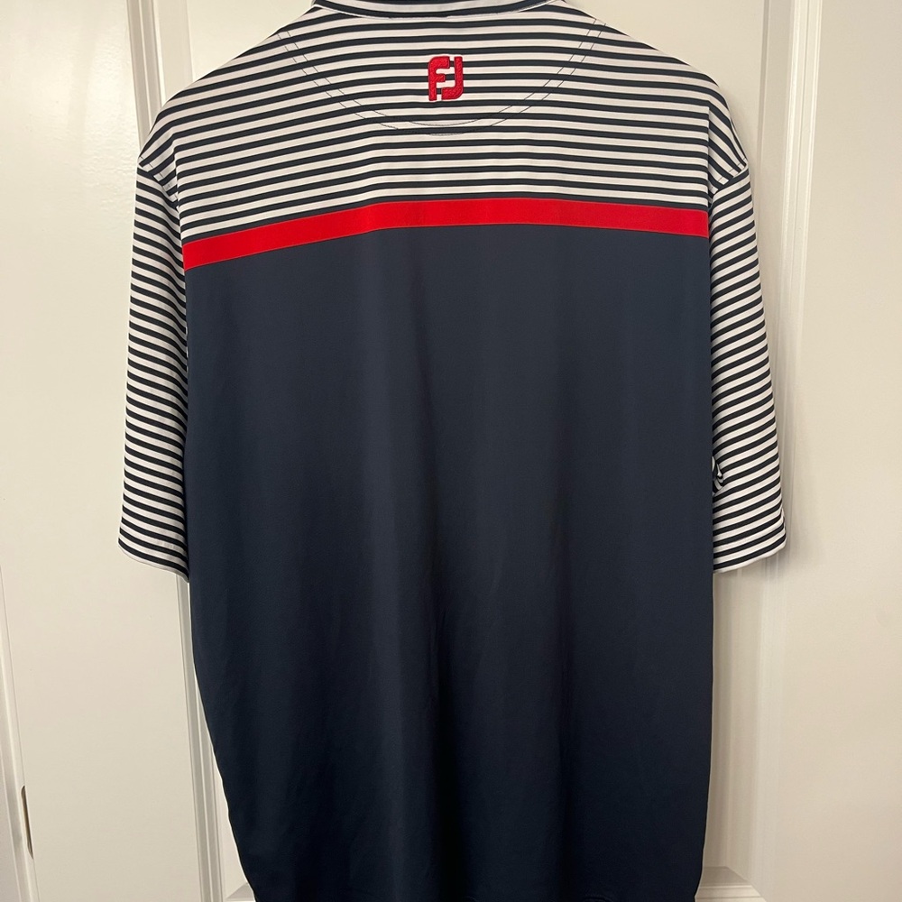 FootJoy Men’s Navy Striped Polo Shirt - Picture 5 of 6